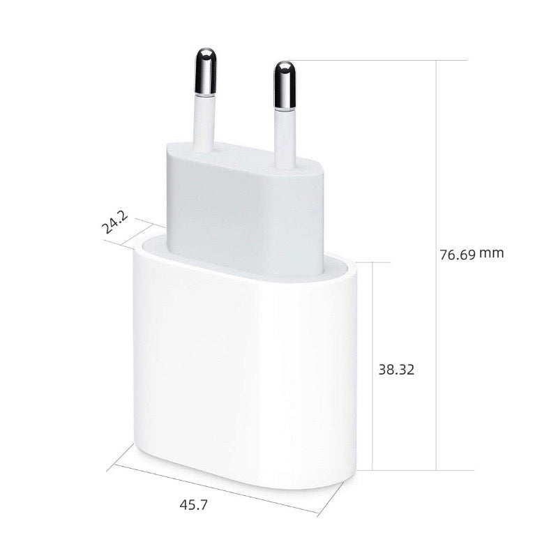 USB-C snabbladdare 20W PD 3.0 med 2 m USB-C-kabel vit