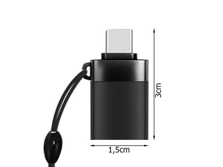 USB-C till USB-A 3.0 OTG-adapter svart 1,5x3 cm med lanyard