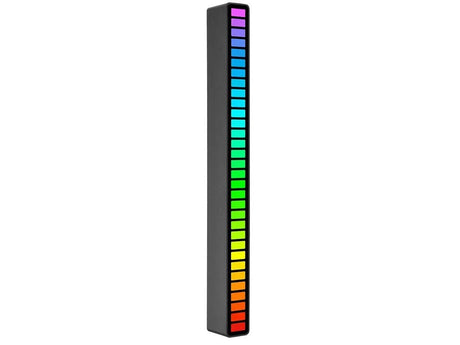 USB RGB LED-ljusramp 32 LED 18 lägen med batteri och mikrofon svart