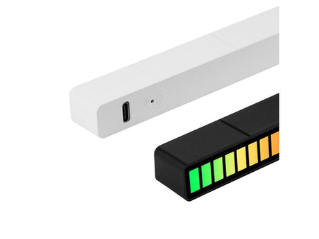 USB RGB LED-ljusramp 32 LED 18 lägen med batteri och mikrofon svart