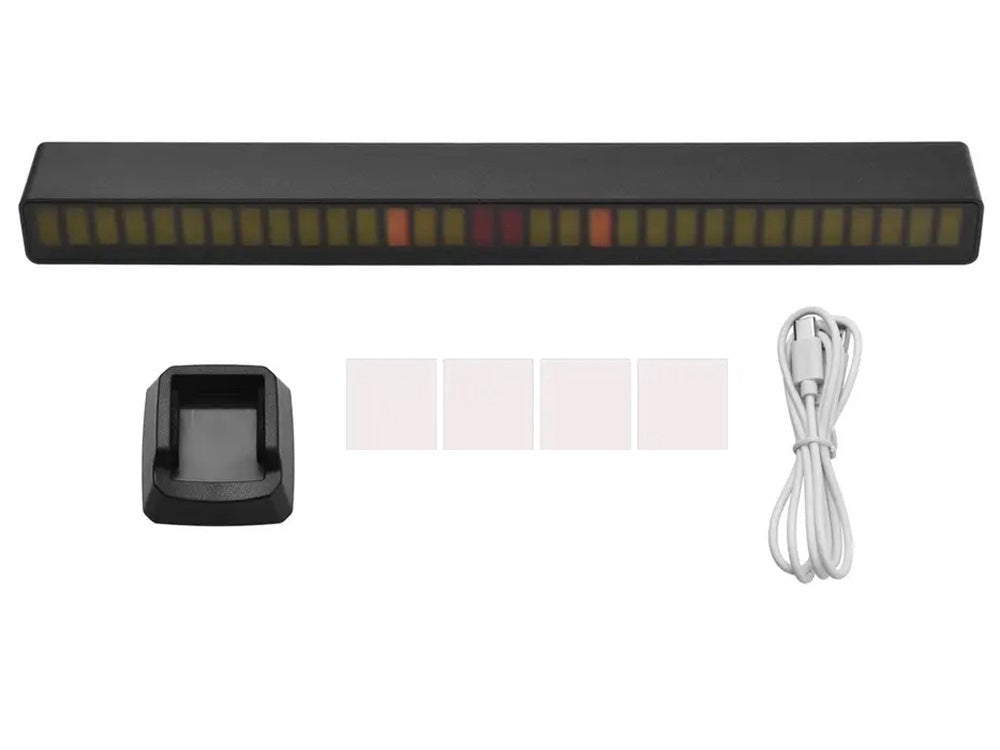 USB RGB LED-ljusramp 32 LED 18 lägen med batteri och mikrofon svart