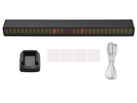 USB RGB LED-ljusramp 32 LED 18 lägen med batteri och mikrofon svart