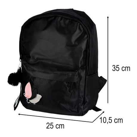 Ungdomsryggsäck svart 9L A4 1 fack 3 fickor polyester 600D