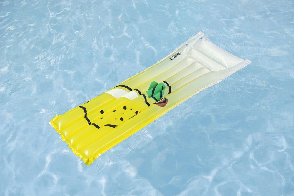 Uppblåsbar badmadrass med kudde citron 183x69 cm PVC max 100 kg