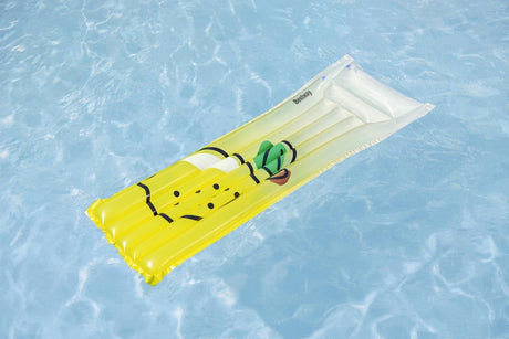 Uppblåsbar badmadrass med kudde citron 183x69 cm PVC max 100 kg