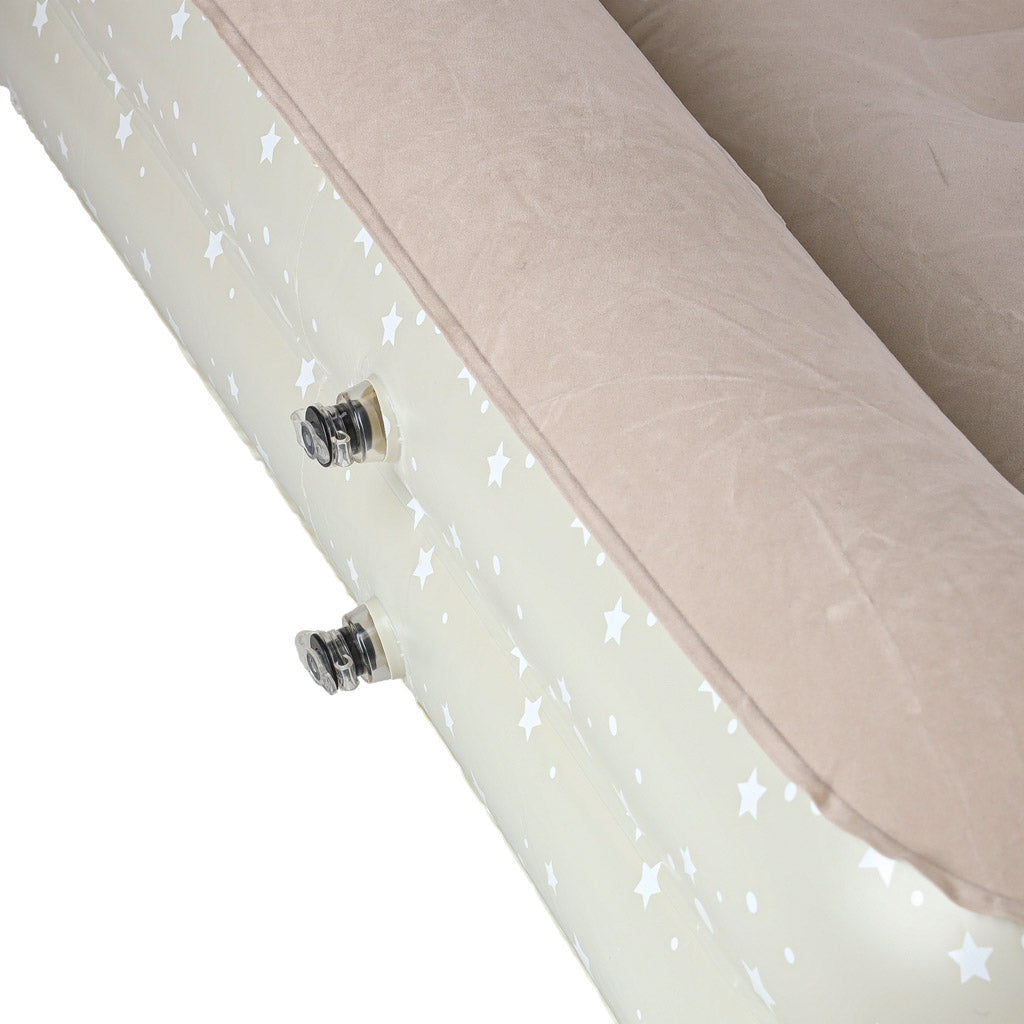Uppblåsbar barnsäng 140x90 cm med pump, grå med stjärnor
