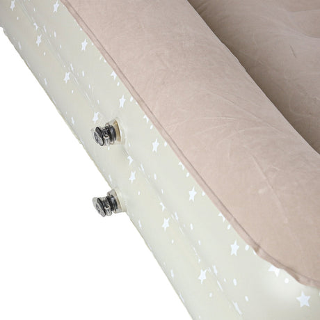 Uppblåsbar barnsäng 140x90 cm med pump, grå med stjärnor