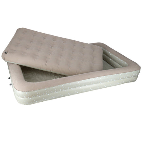 Uppblåsbar barnsäng 140x90 cm med pump, grå med stjärnor