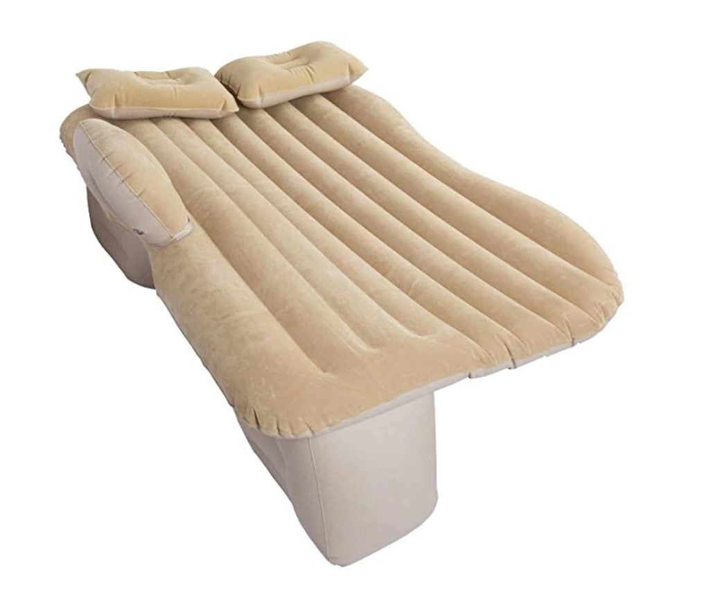 Uppblåsbar bilmadrass för baksäte 130x80 cm med pump & 2 kuddar