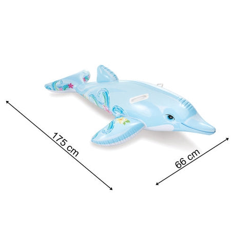 Uppblåsbar delfinmadrass i PVC 175x66 cm, 3+ år, max 40 kg