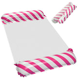 Uppblåsbar flytmatta med ryggstöd och nätbotten rosa/vit 110x70