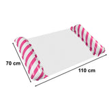 Uppblåsbar flytmatta med ryggstöd och nätbotten rosa/vit 110x70