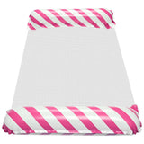 Uppblåsbar flytmatta med ryggstöd och nätbotten rosa/vit 110x70
