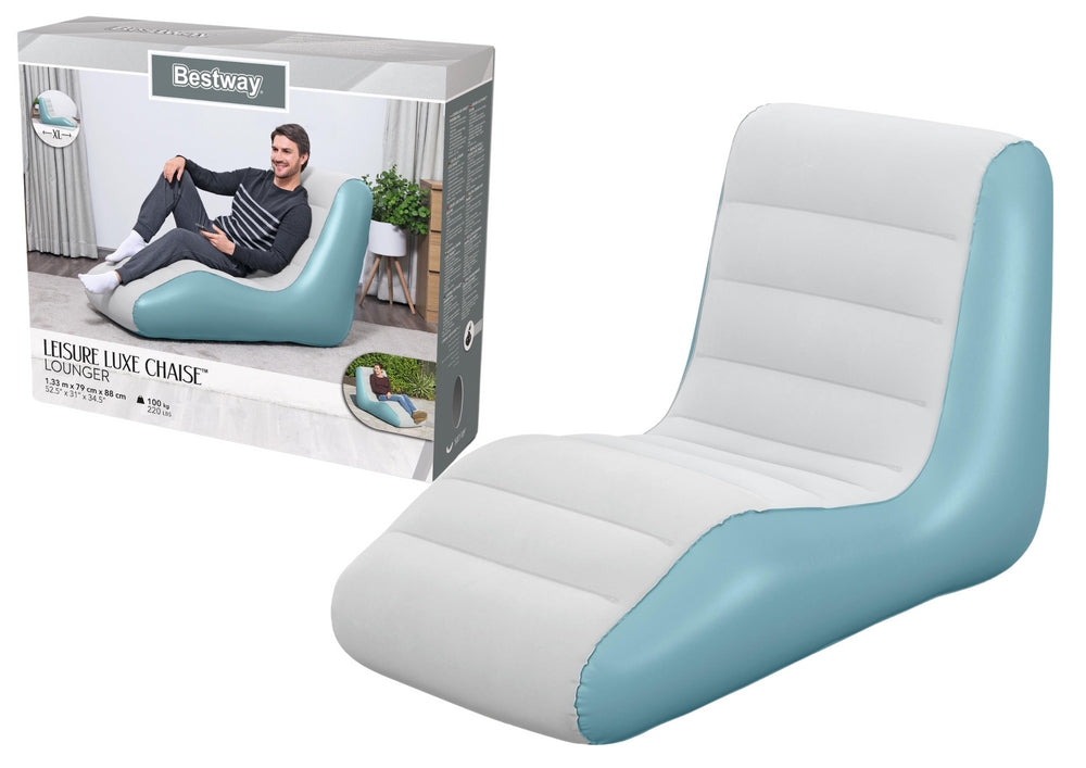 Uppblåsbar fåtölj PVC 133x79x88 cm för inomhus- och utomhusbruk