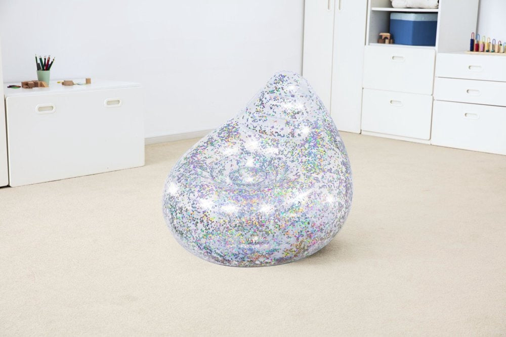 Uppblåsbar fåtölj glittrig 72x72x64 cm för barn, max 70 kg