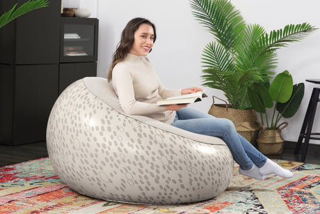 Uppblåsbar fåtölj grå flockad 112x112x66 cm max 100 kg