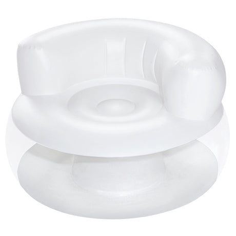 Uppblåsbar fåtölj vit PVC 112x112x70 cm max 100 kg inne/ute