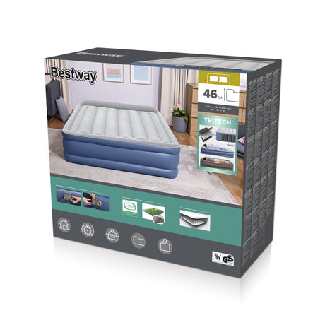 Uppblåsbar luftmadrass dubbel 203x152x46 cm med elpump 220-240V