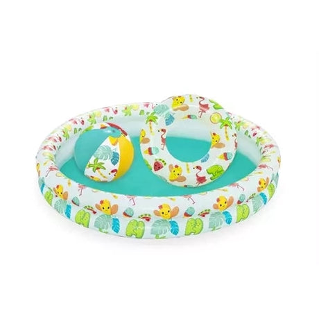 Uppblåsbar paddlingpool 122x20 cm set med simring 46 cm & boll 27 cm
