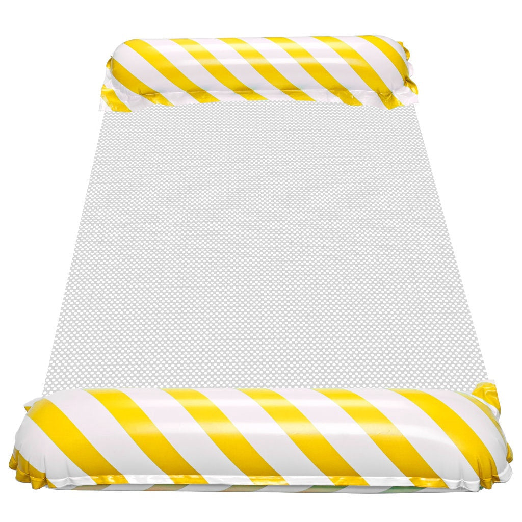 Uppblåsbar strandmadrass med meshryggstöd gul/vit 110x70 cm