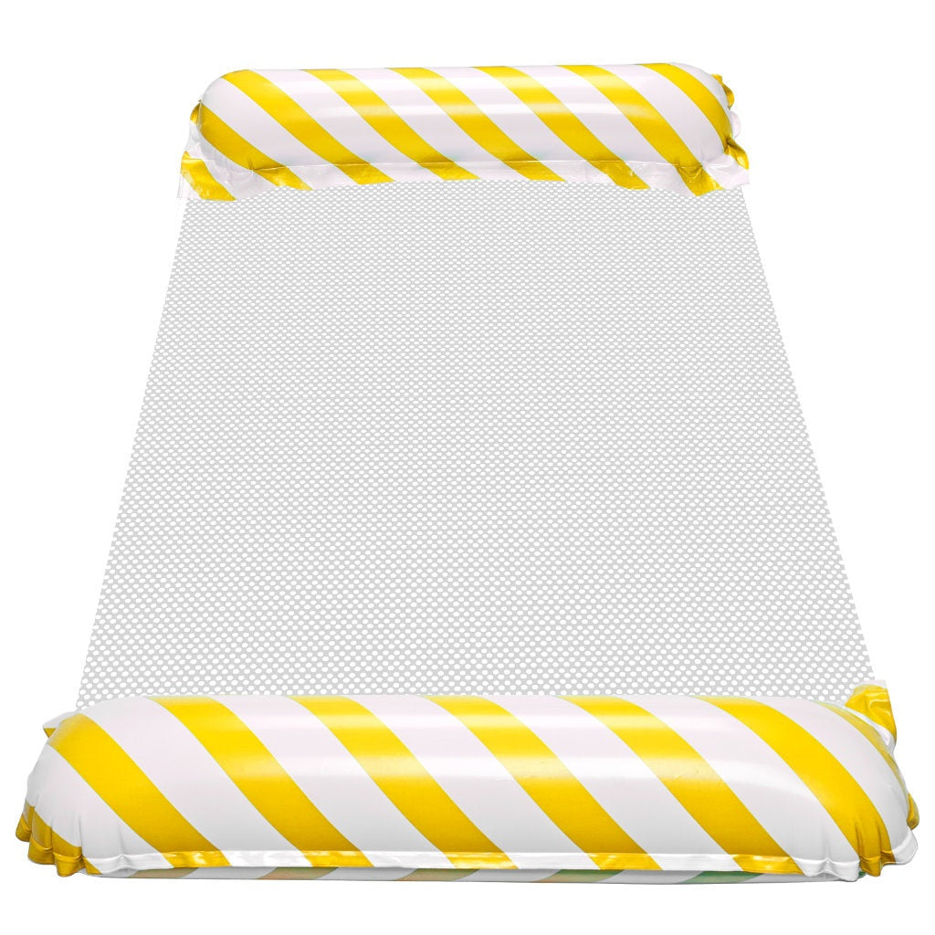 Uppblåsbar strandmadrass med meshryggstöd gul/vit 110x70 cm