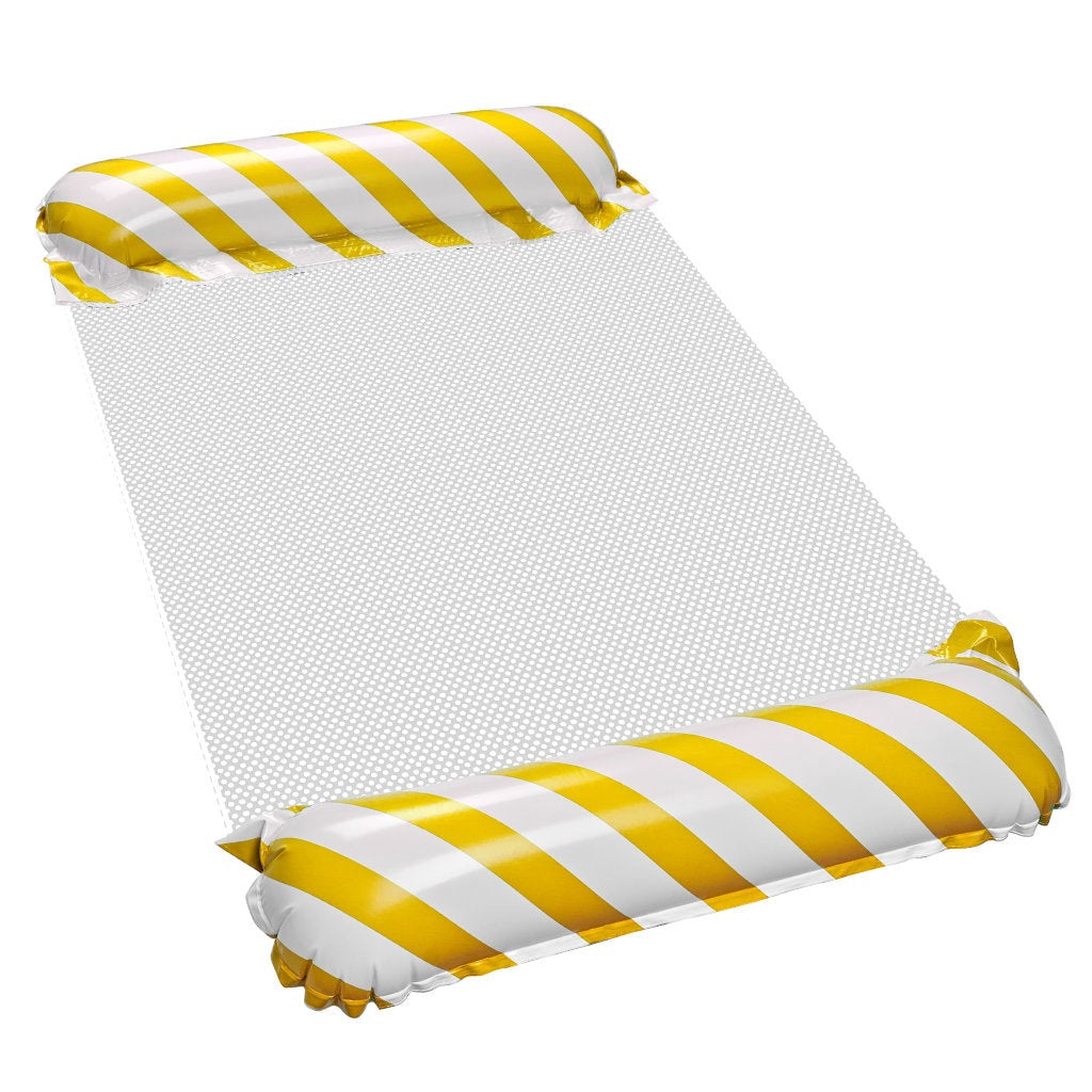 Uppblåsbar strandmadrass med meshryggstöd gul/vit 110x70 cm