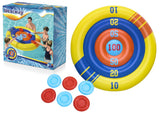 Uppblåsbart poolspelet Arcade Shield 140 cm med frisbees, från 3 år