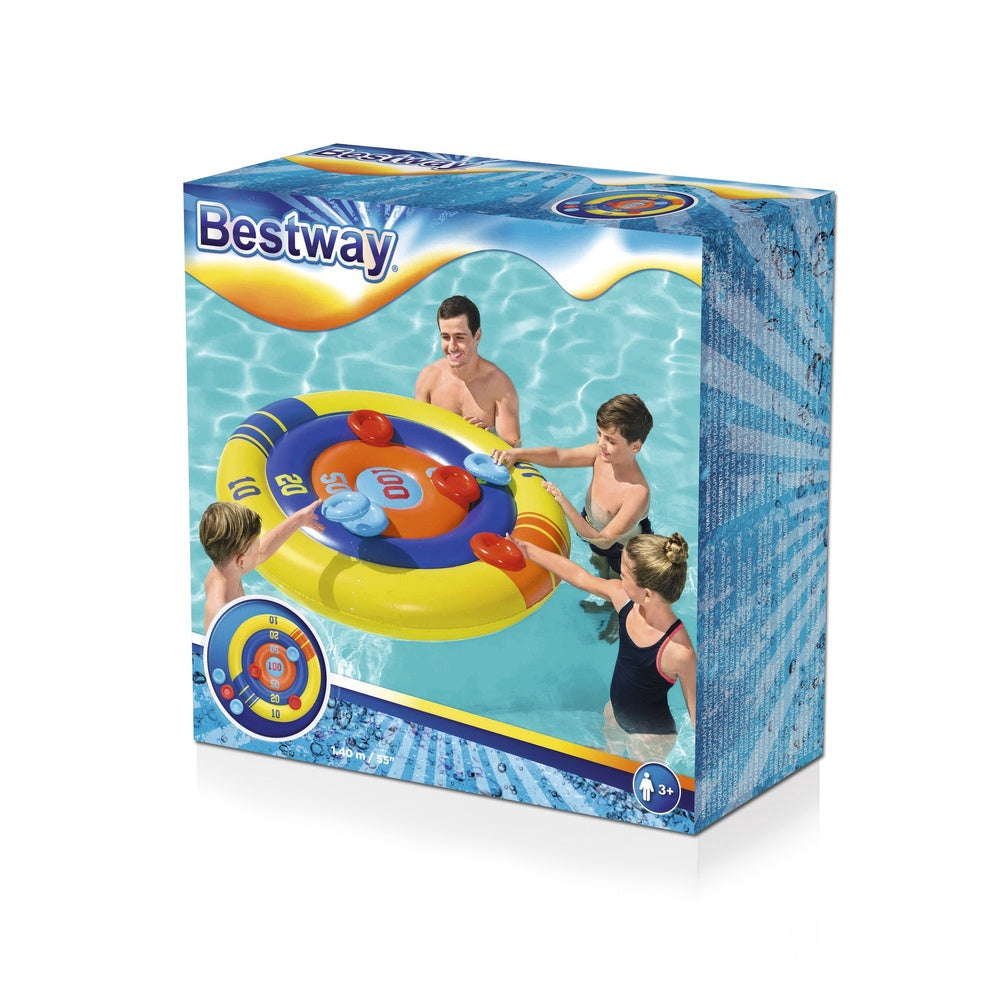 Uppblåsbart poolspelet Arcade Shield 140 cm med frisbees, från 3 år