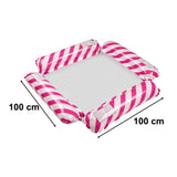 Uppblåsbar vattenhammock 2-i-1 badmadrass rosa/vit 100x100 cm