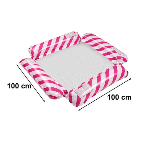 Uppblåsbar vattenhammock 2-i-1 badmadrass rosa/vit 100x100 cm