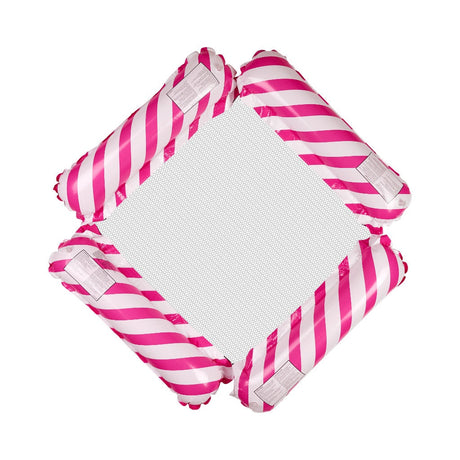 Uppblåsbar vattenhammock 2-i-1 badmadrass rosa/vit 100x100 cm
