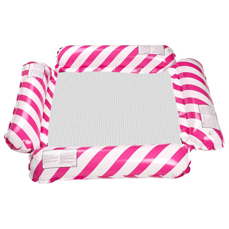 Uppblåsbar vattenhammock 2-i-1 badmadrass rosa/vit 100x100 cm