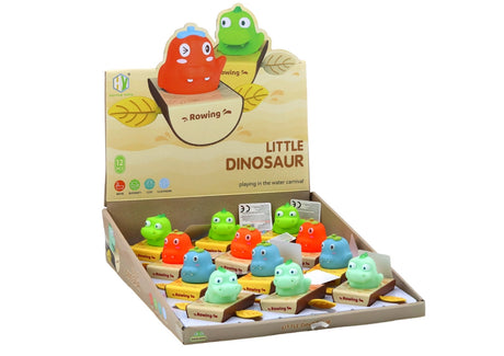 Uppdragbar badleksak dinosaurie i båt 12,5 cm slumpfärg 1-pack