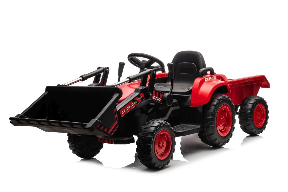 Uppladdningsbar eltraktor för barn med skopa BW-X002A röd