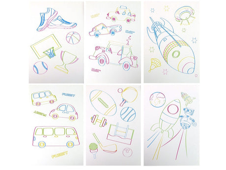 Upplyst 3D-whiteboard set med neonmarkörer, mallar & 3D-glasögon