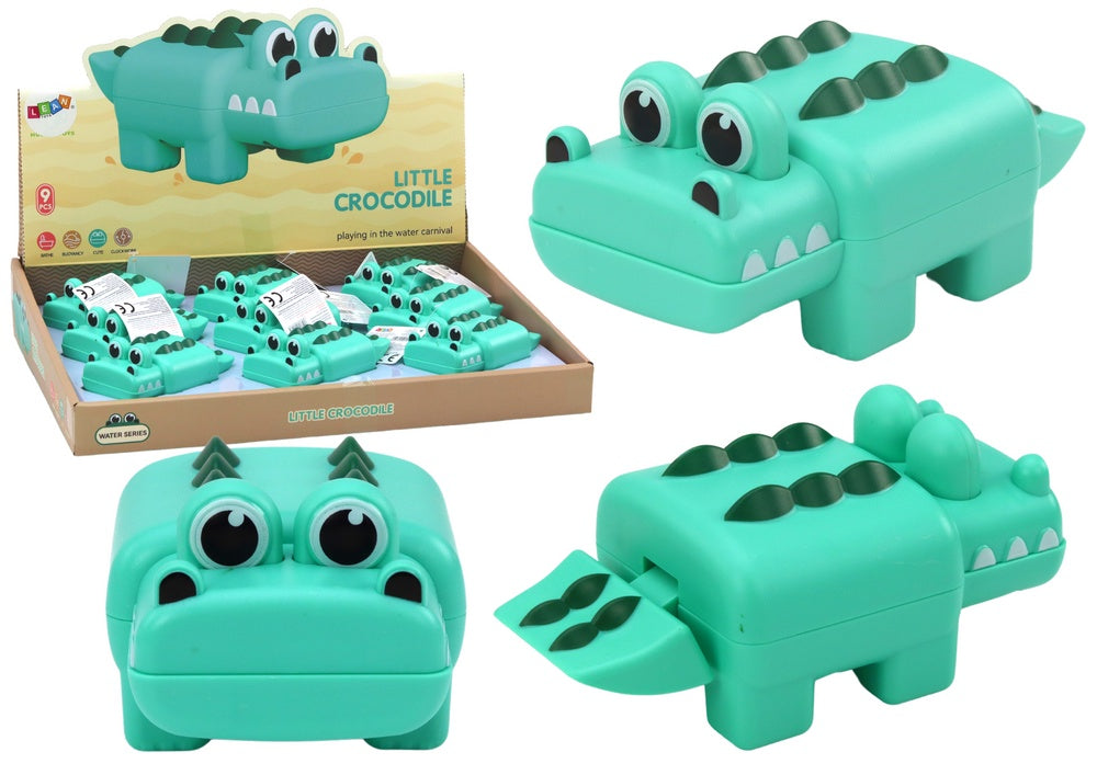 Uppvindbar krokodil badleksak grön 11 cm, 1-pack