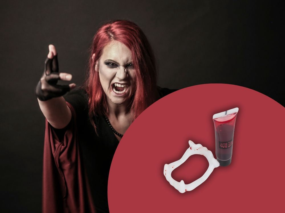 Vampyrtänder Halloween universal + fake blood 14 ml