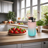 Vattenflaska 600 ml med mätmarkering och klicklock, BPA-fri rosa/blå