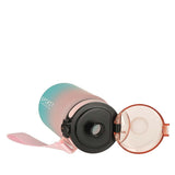 Vattenflaska 600 ml med mätmarkering och klicklock, BPA-fri rosa/blå
