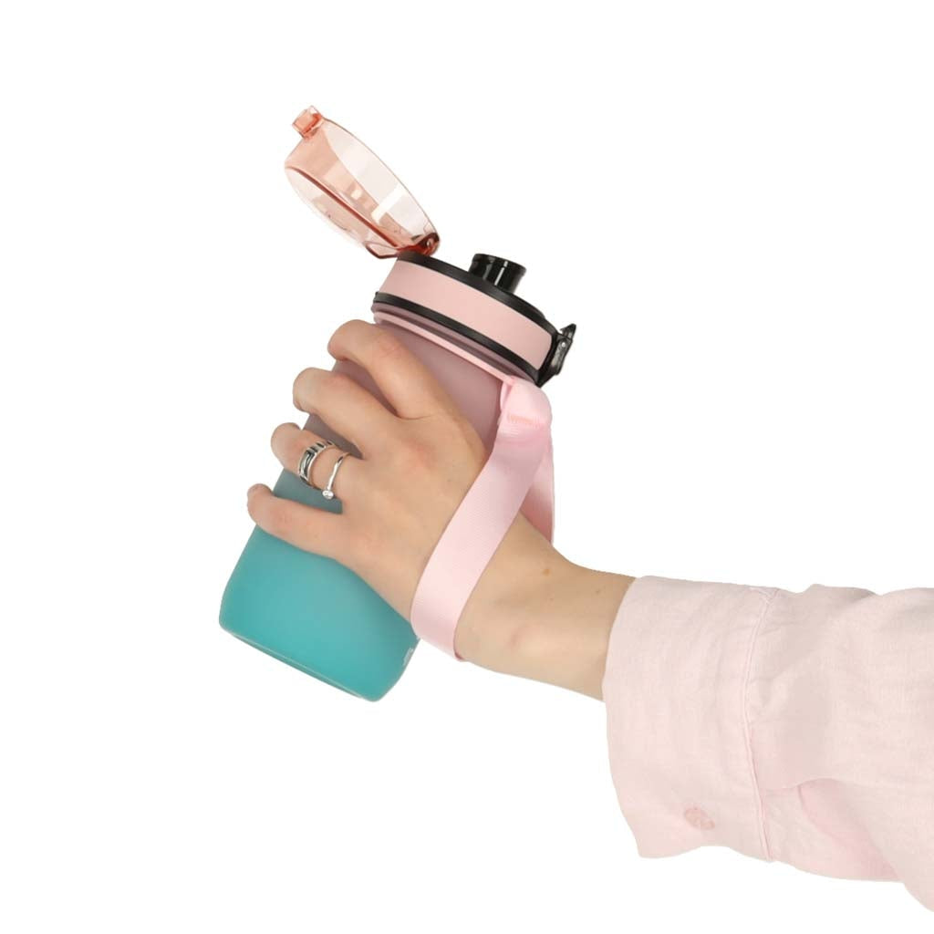 Vattenflaska 600 ml med mätmarkering och klicklock, BPA-fri rosa/blå