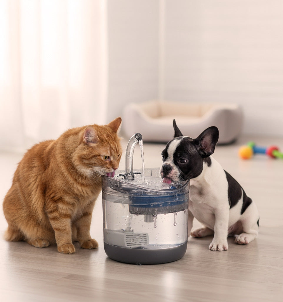Vattenfontän hund/katt 1,8 L med aktivt kolfilter och tyst USB-pump