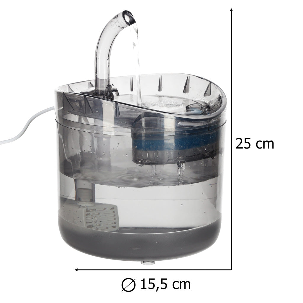 Vattenfontän hund/katt 1,8 L med aktivt kolfilter och tyst USB-pump