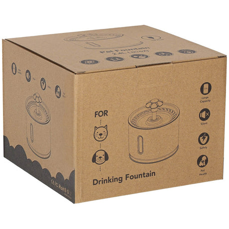 Vattenfontän hund & katt 2,4L med aktivt kolfilter, LED, USB tyst
