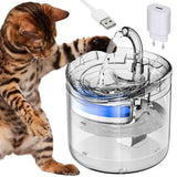 Vattenfontän katt/hund 1,8 L USB med pump och kolfilter transparent