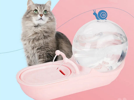 Vattenfontän katt/hund USB med pump + filter rosa/gul mix