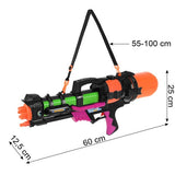 Vattenpistol 60 cm 1,25 l tank 6 m räckvidd med axelband