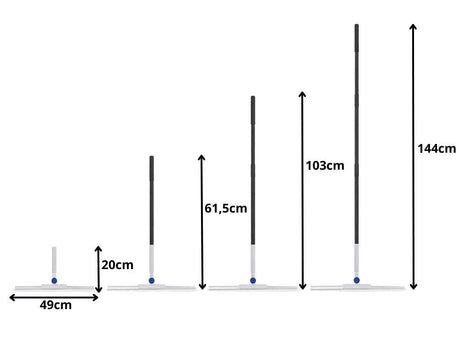 Vattenskrapa 49 cm med teleskopskaft 61,5–144 cm + 1 överdrag