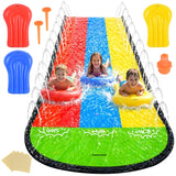 Vattenslide med fontän 480 cm 3 banor inkl 3 uppblåsbara brädor