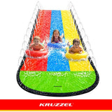 Vattenslide med fontän 480 cm 3 banor inkl 3 uppblåsbara brädor