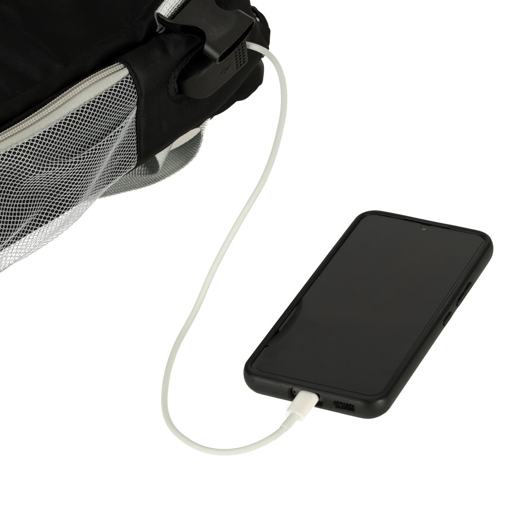 Vattentålig reseryggsäck med USB-port och skofack svart 45x28x16